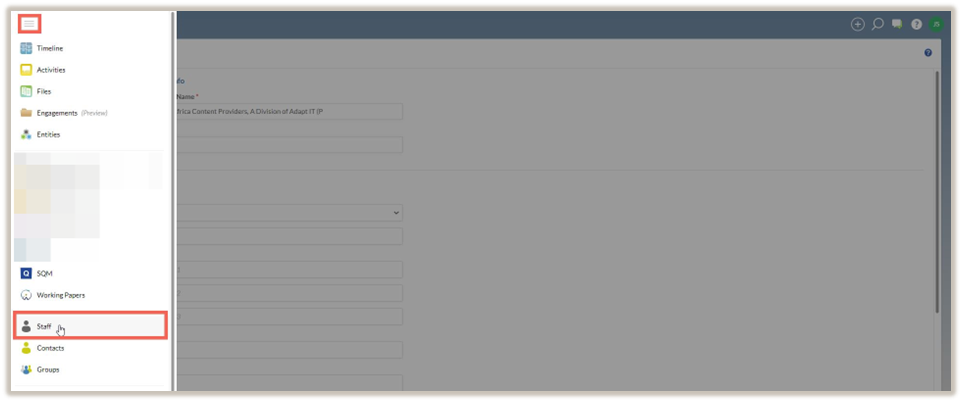 Select staff from menu bar.